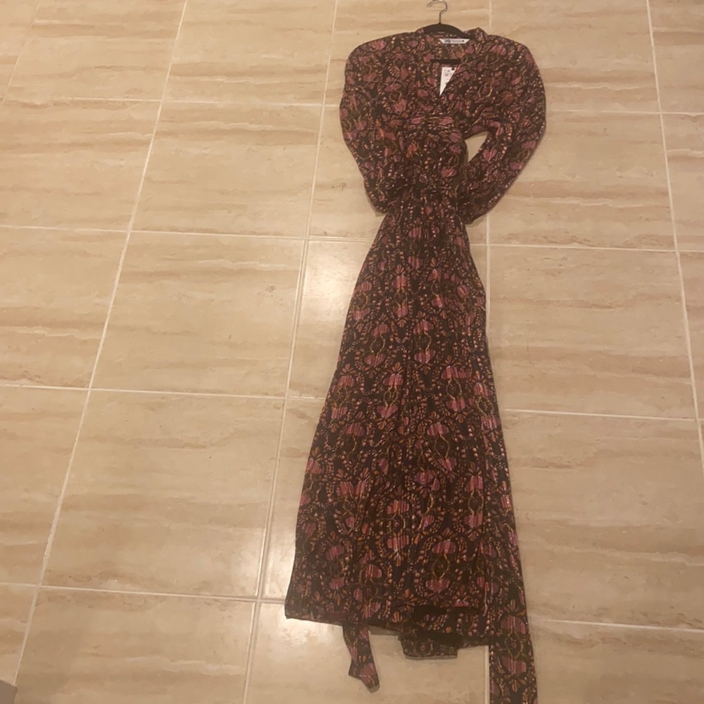 Zara Long Patterned Wrap Dress